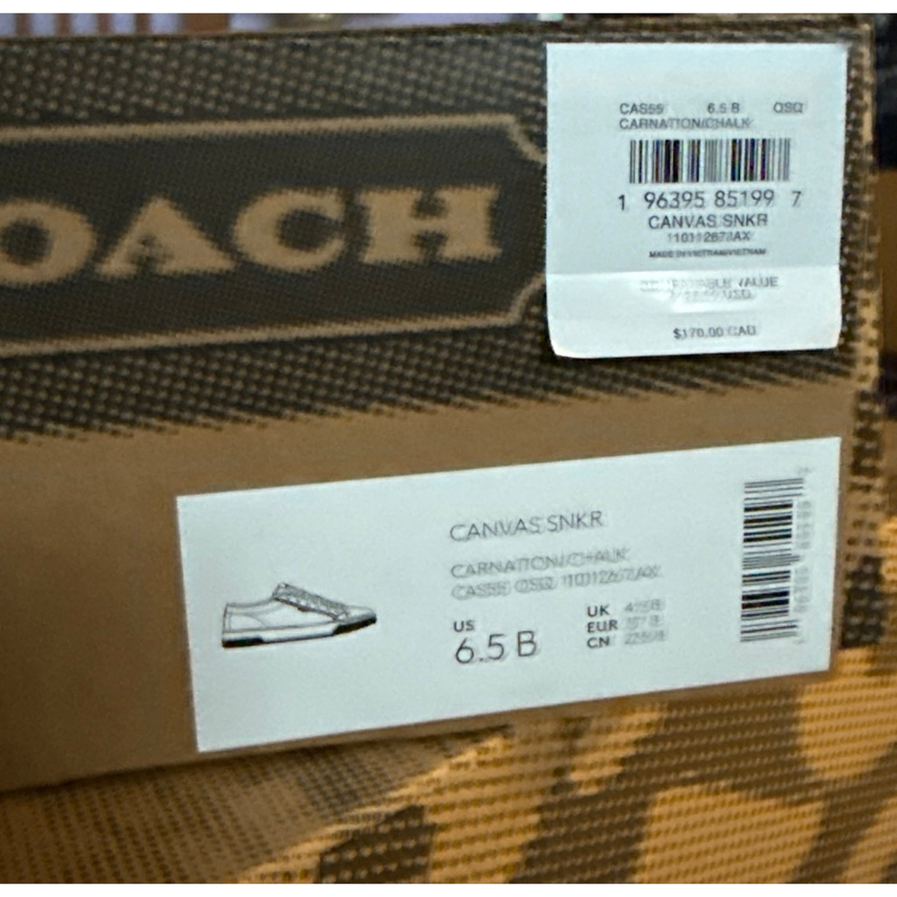 NEW Coach Canvas Sneaker Pink Signature Print CAS55 Size 6.5B NIB - Picture 5 of 6